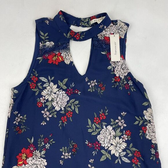 NWT Francescas Miami Mi Ami Blue Floral Sleeveless High Neck Dress Sz M $48 - Picture 3 of 11